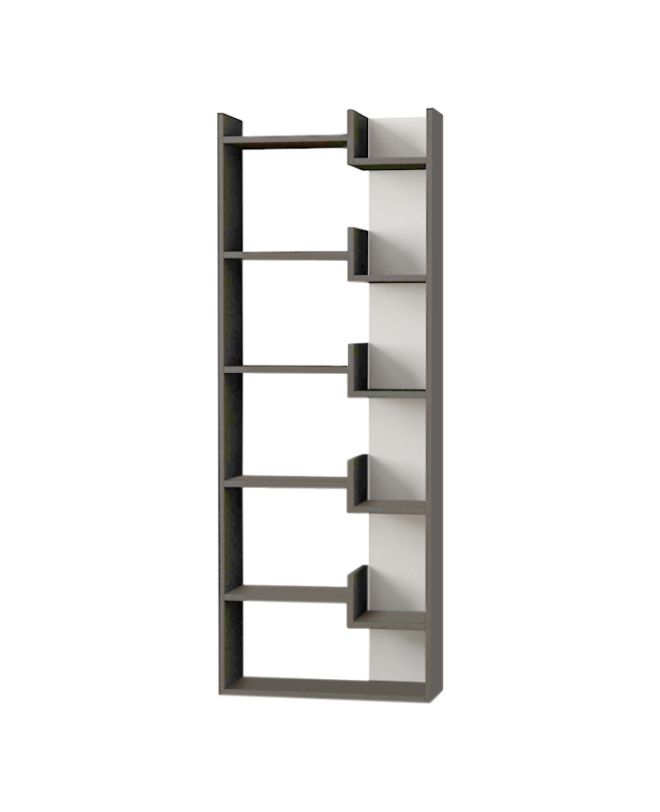 Βιβλιοθήκη Oppa Megapap χρώμα ανθρακί - λευκό 60x22x162εκ.
