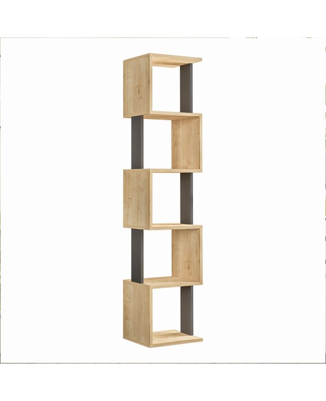 Βιβλιοθήκη Piri Megapap χρώμα sapphire oak/ανθρακί 35x30x161εκ.