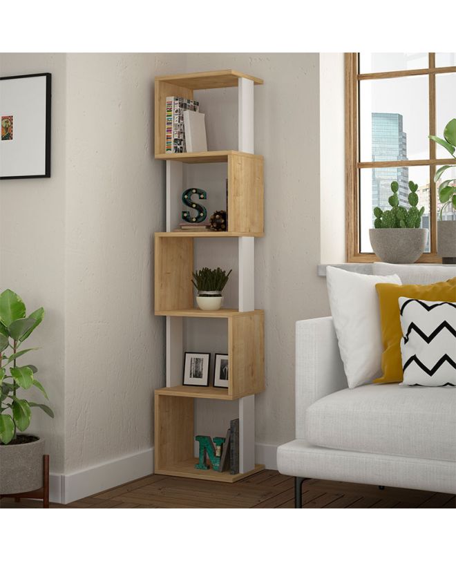 Βιβλιοθήκη Piri Megapap χρώμα sapphire oak/λευκό 35x30x161εκ.
