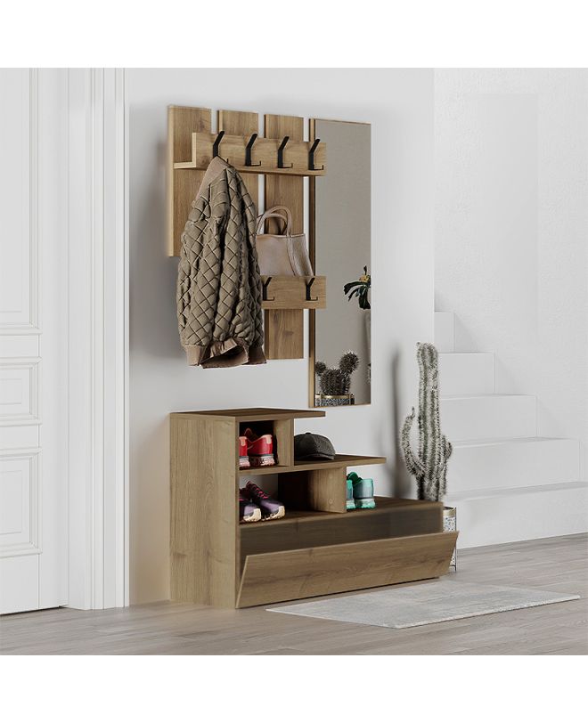 Έπιπλο εισόδου Vesty Megapap χρώμα ανοιχτό καρυδί 100x30x61εκ.
