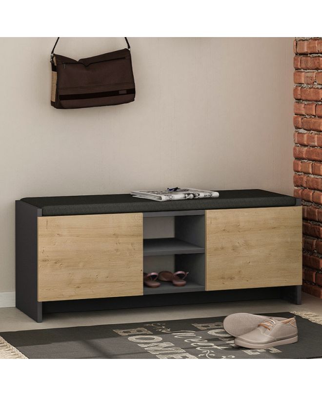 Παπουτσοθήκη Zulla Megapap χρώμα ανθρακί - sapphire oak 110x37x43εκ.