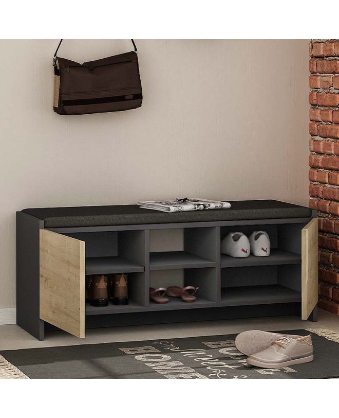 Παπουτσοθήκη Zulla Megapap χρώμα ανθρακί - sapphire oak 110x37x43εκ.