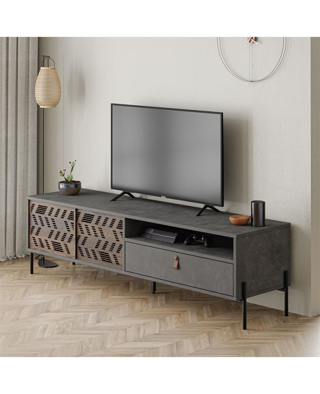 Έπιπλο τηλεόρασης Dionysos Megapap χρώμα γκρι ρετρό 170x45x48,6εκ.