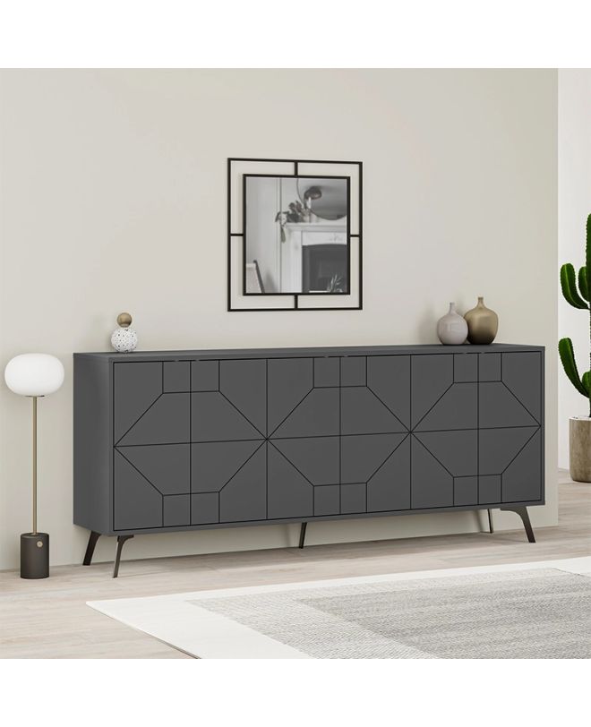 Μπουφές Dune Megapap χρώμα ανθρακί 184x35x77,4εκ.