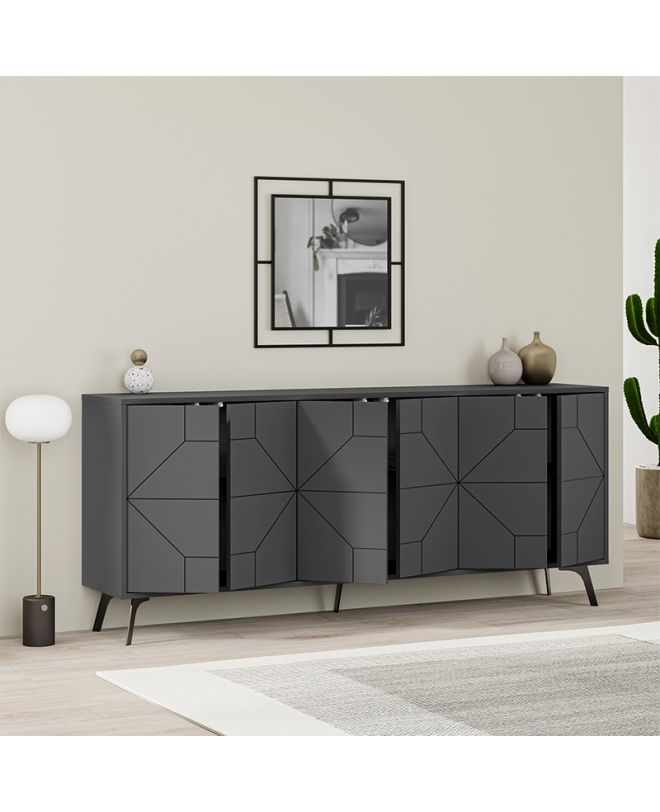 Μπουφές Dune Megapap χρώμα ανθρακί 184x35x77,4εκ.