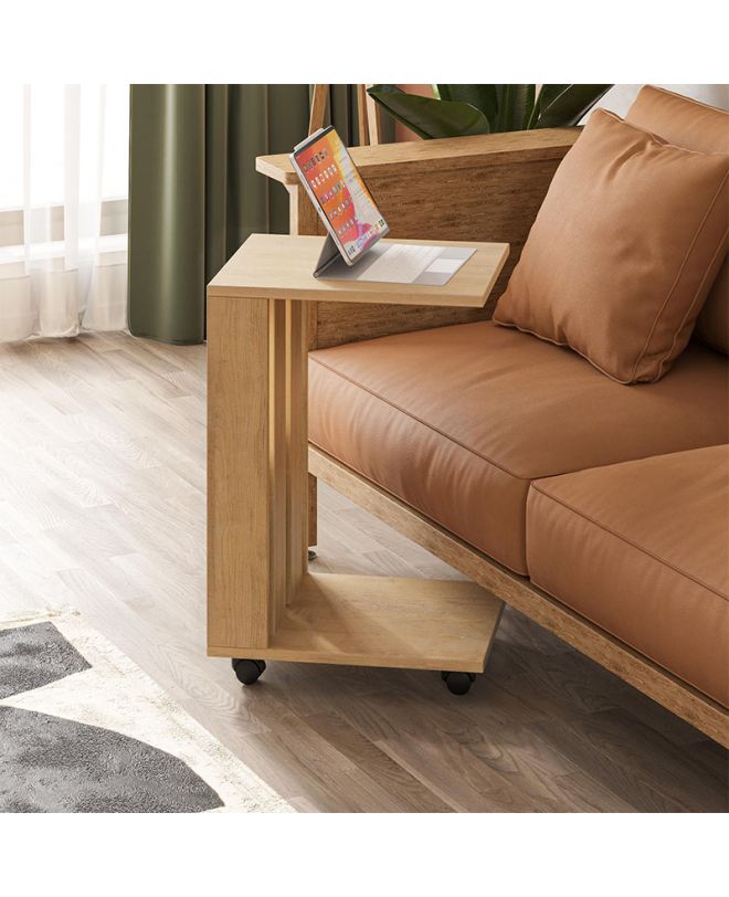 Τραπεζάκι βοηθητικό Edi Megapap χρώμα sapphire oak 37x45x60εκ.