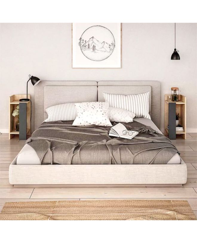 Κομοδίνο Elos Megapap σετ 2 τεμαχίων χρώμα sapphire oak - ανθρακί 25x27x60εκ.