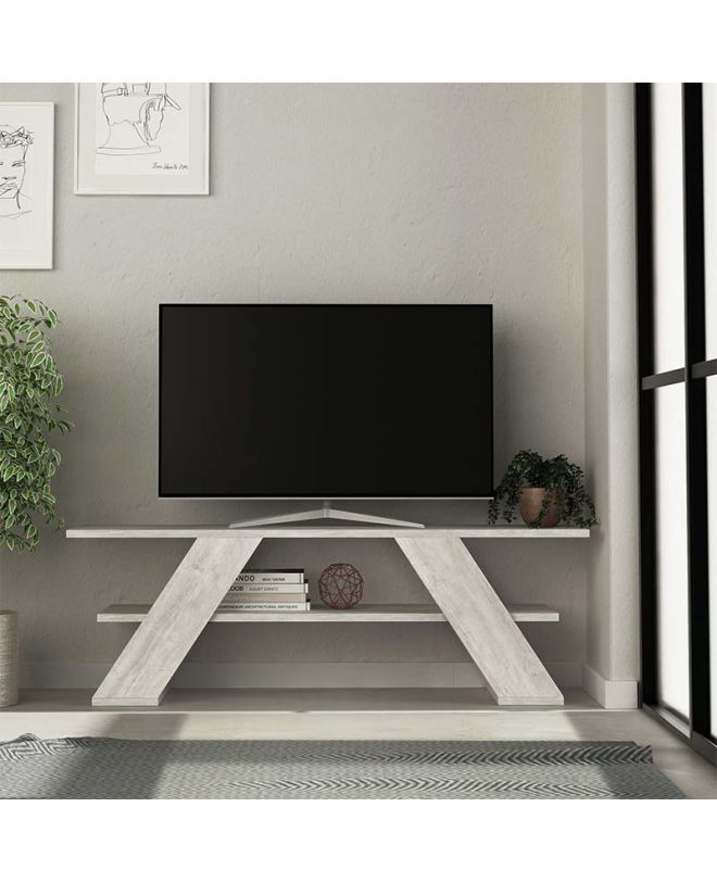 Έπιπλο τηλεόρασης Farfalla Megapap χρώμα λευκό αντικέ 120x33,5x40εκ.