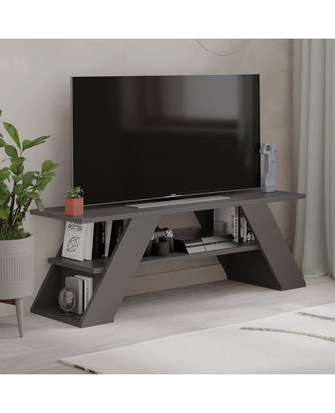 Έπιπλο τηλεόρασης Farfalla Megapap χρώμα ανθρακί 120x33,5x40εκ.