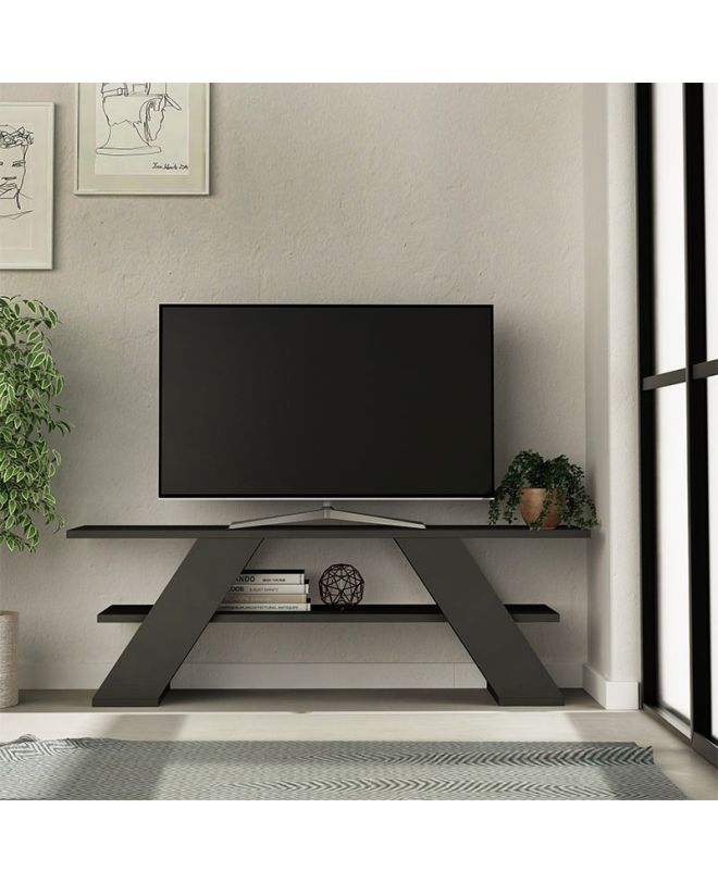 Έπιπλο τηλεόρασης Farfalla Megapap χρώμα ανθρακί 120x33,5x40εκ.
