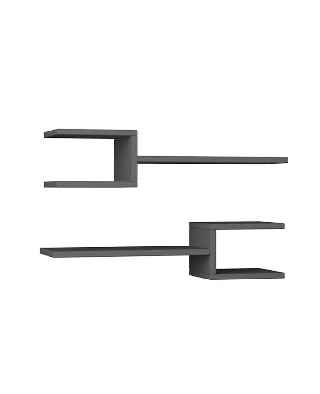 Ραφιέρα τοίχου Fork Megapap 2 τεμαχίων χρώμα ανθρακί 75x19,5x18εκ.