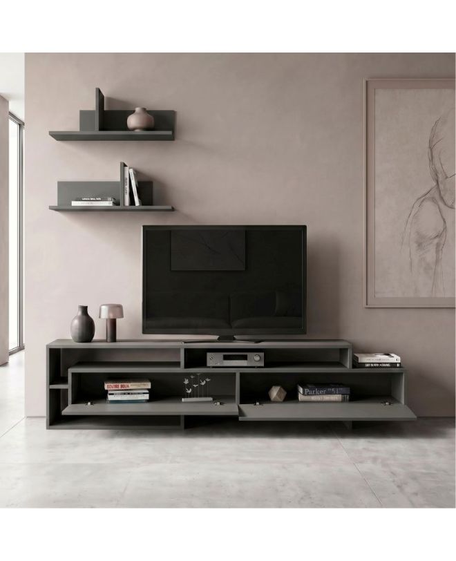 Έπιπλο τηλεόρασης Gara Megapap χρώμα ανθρακί 180x29,8x42εκ.