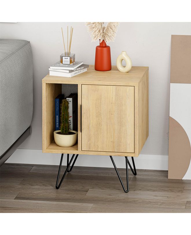 Κομοδίνο Glynn Megapap χρώμα sapphire oak 50,2x44,6x60εκ.