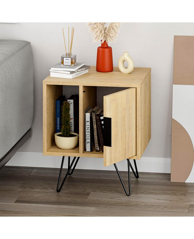 Κομοδίνο Glynn Megapap χρώμα sapphire oak 50,2x44,6x60εκ.