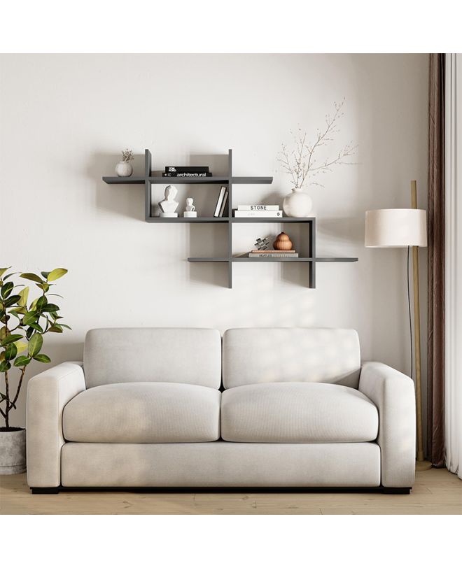 Ραφιέρα τοίχου Halic Megapap χρώμα ανθρακί 150x22x82εκ.