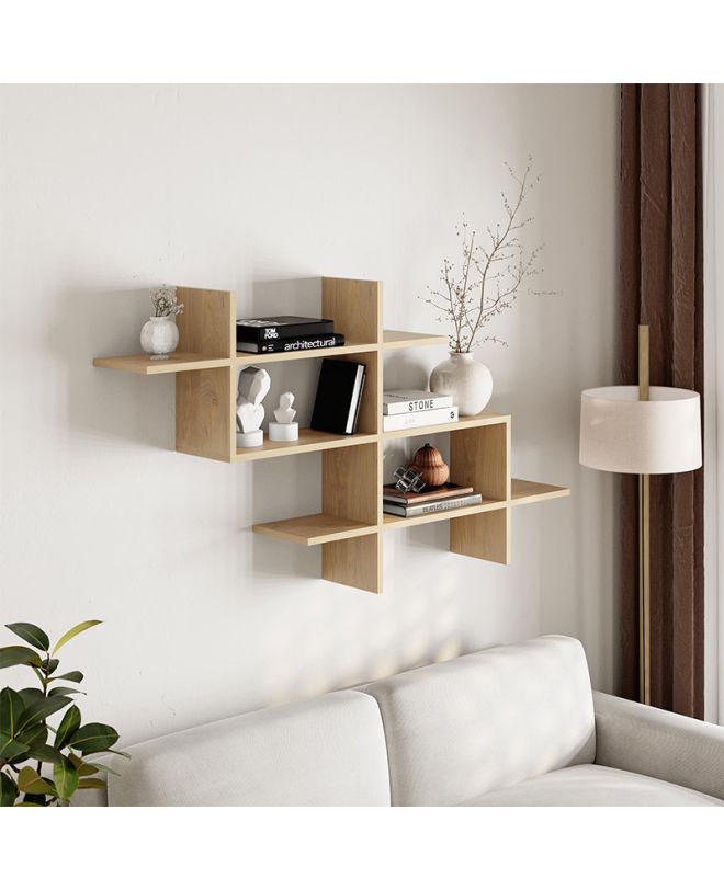Ραφιέρα τοίχου Halic Megapap χρώμα sapphire oak 150x22x82εκ.