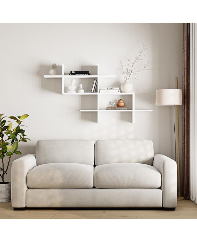Ραφιέρα τοίχου Halic Megapap χρώμα λευκό 150x22x82εκ.