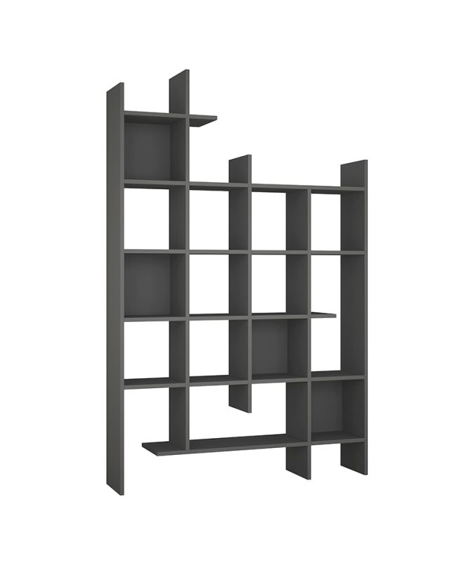 Βιβλιοθήκη Manco Megapap χρώμα ανθρακί 122x25,5x188εκ.