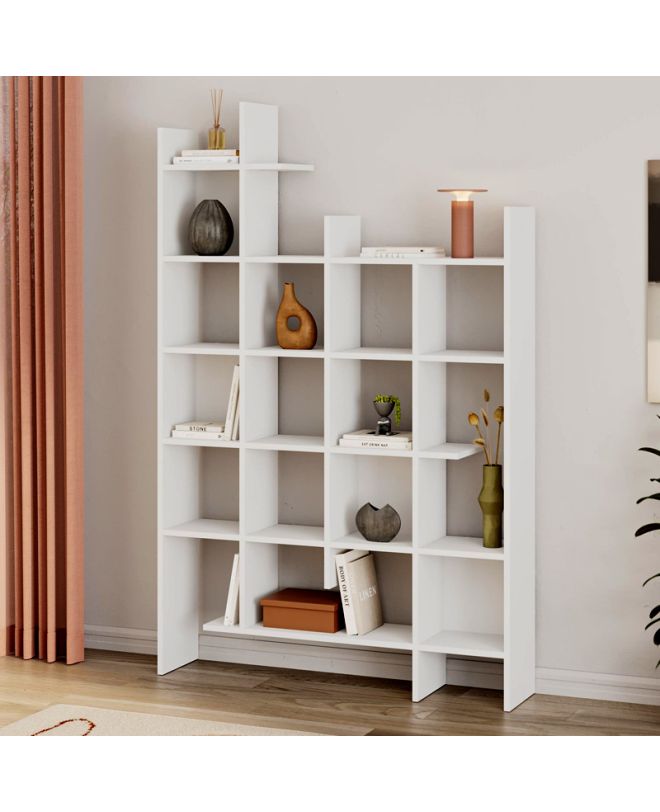 Βιβλιοθήκη Manco Megapap χρώμα λευκό 122x25,5x188εκ.