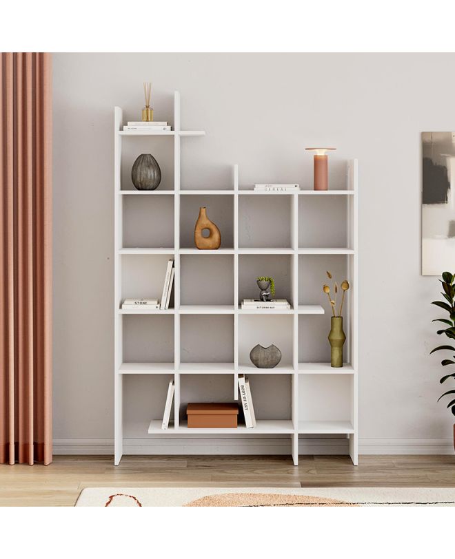 Βιβλιοθήκη Manco Megapap χρώμα λευκό 122x25,5x188εκ.