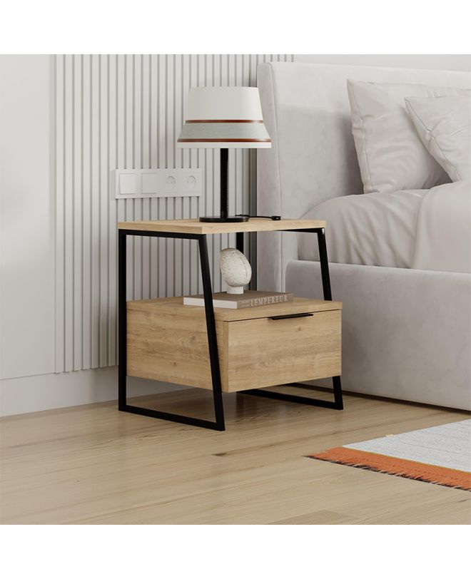 Κομοδίνο Pal Megapap χρώμα sapphire oak 45x40x50εκ.