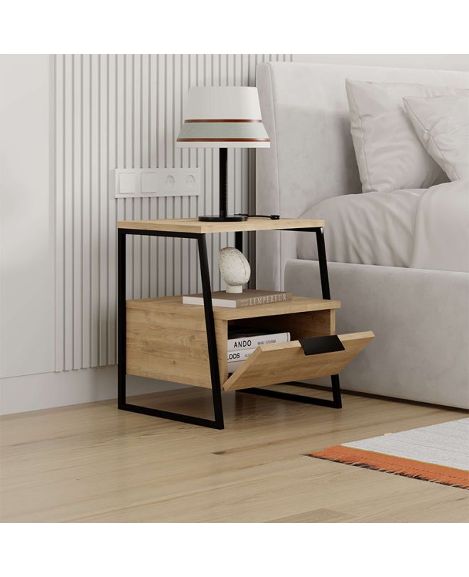 Κομοδίνο Pal Megapap χρώμα sapphire oak 45x40x50εκ.