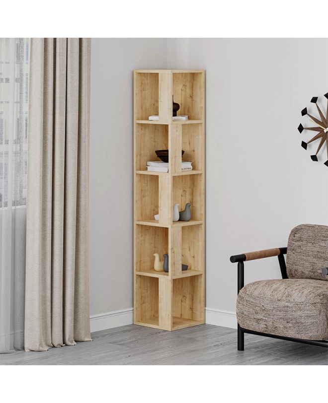 Βιβλιοθήκη γωνιακή Piano Megapap χρώμα sapphire oak 31,4x31,4x158,9εκ.