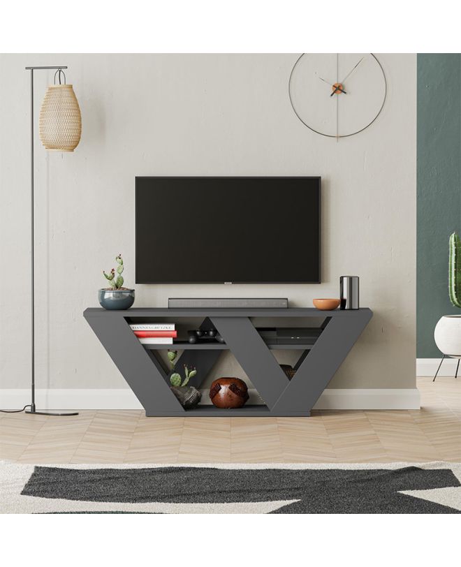 Έπιπλο τηλεόρασης Pipralla Megapap χρώμα ανθρακί 110x30x40εκ.