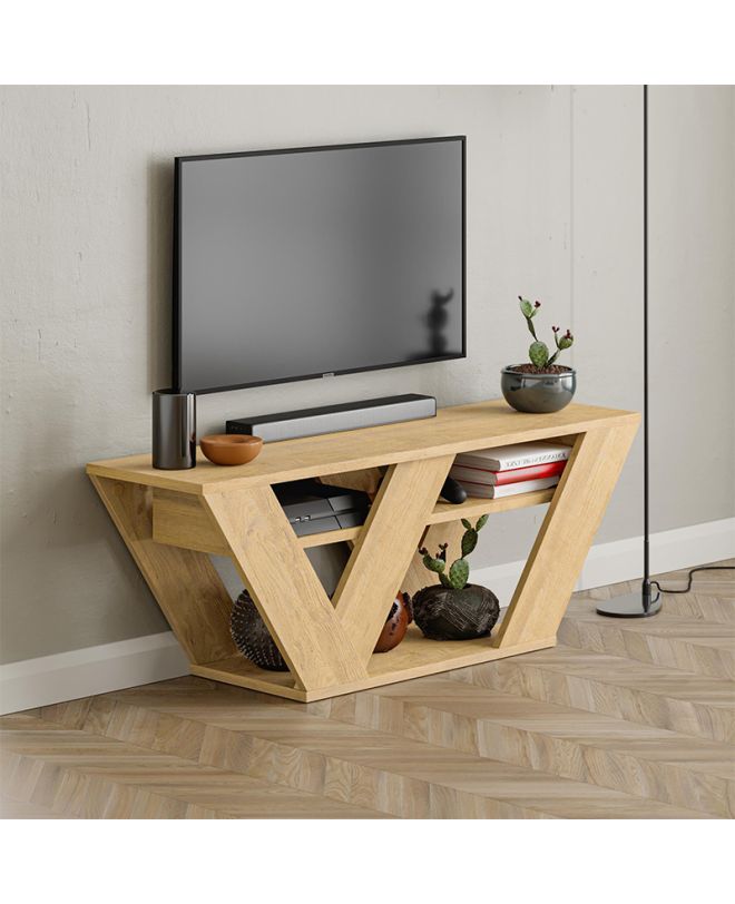 Έπιπλο τηλεόρασης Pipralla Megapap χρώμα sapphire oak 110x30x40εκ.