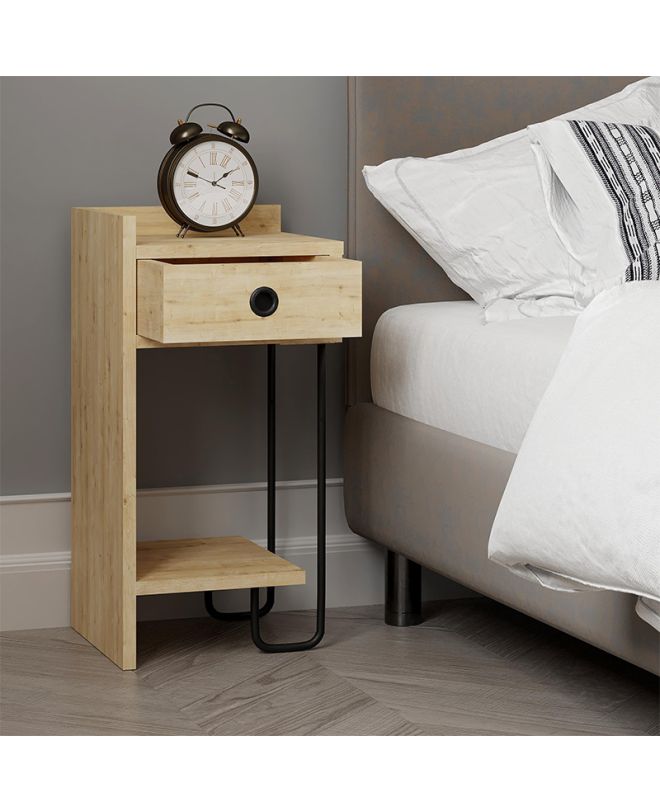 Κομοδίνο Sirius Megapap αριστερό χρώμα sapphire oak 32x30x61εκ.