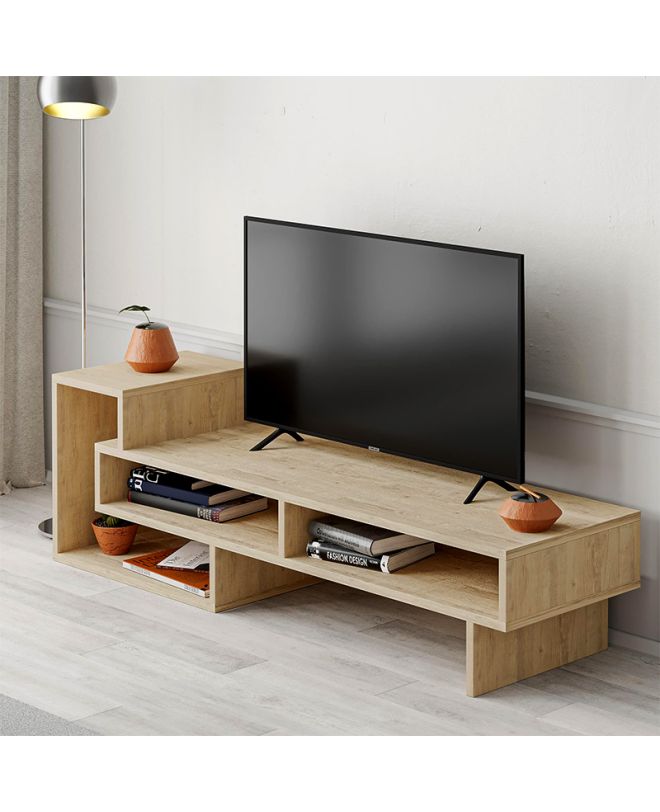 Έπιπλο τηλεόρασης Tetra Megapap χρώμα sapphire oak 136,7x40x42εκ.