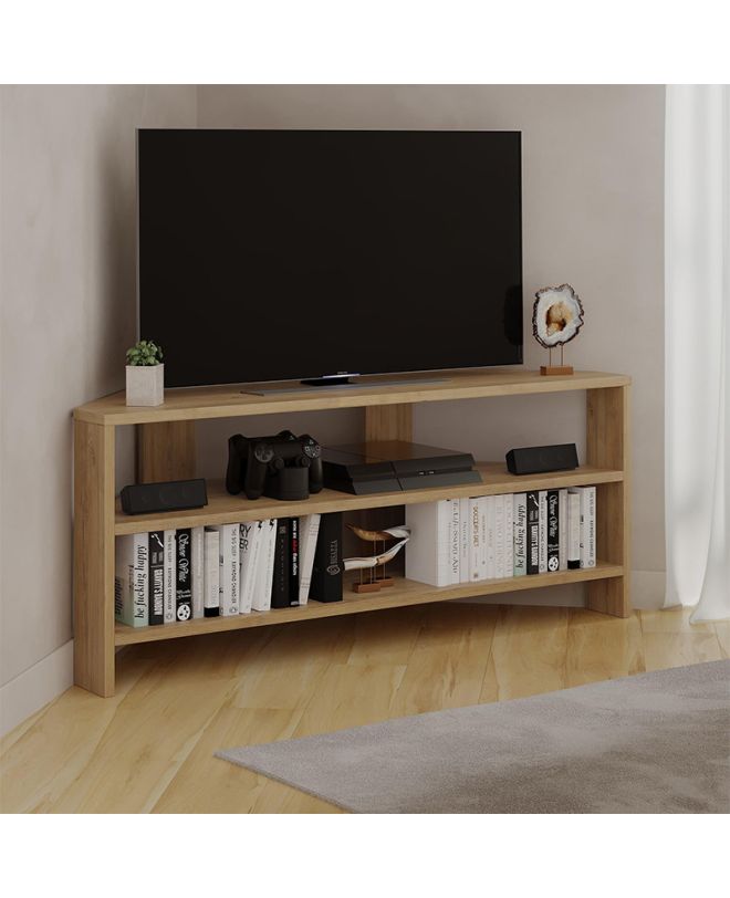 Έπιπλο τηλεόρασης γωνιακό Thales Megapap χρώμα sapphire oak 110x36x45εκ.
