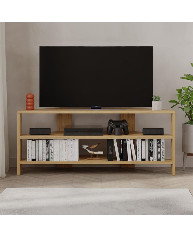 Έπιπλο τηλεόρασης γωνιακό Thales Megapap χρώμα sapphire oak 110x36x45εκ.