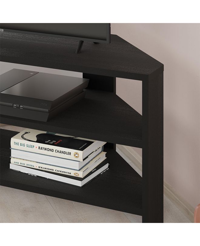 Έπιπλο τηλεόρασης γωνιακό Thales Megapap χρώμα black wood 110x36x45εκ.