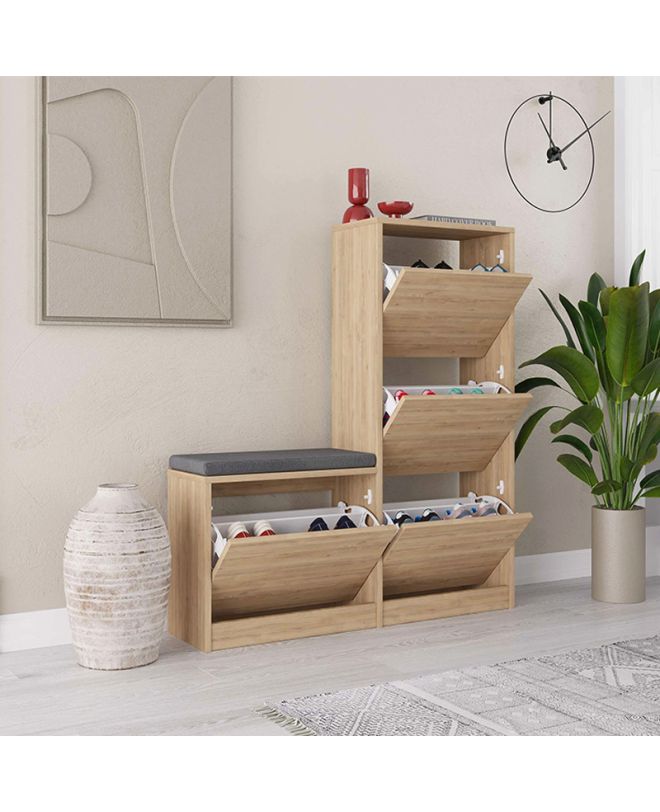 Παπουτσοθήκη Dude Megapap χρώμα sapphire oak 104,8x26x118,5εκ.