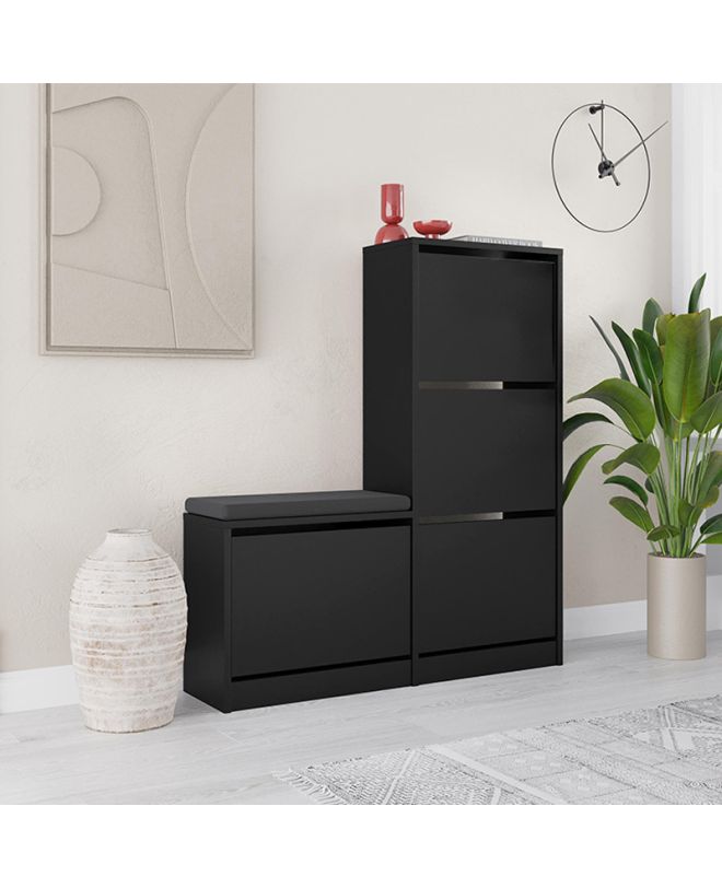 Παπουτσοθήκη Dude Megapap χρώμα μαύρο 104,8x26x118,5εκ.
