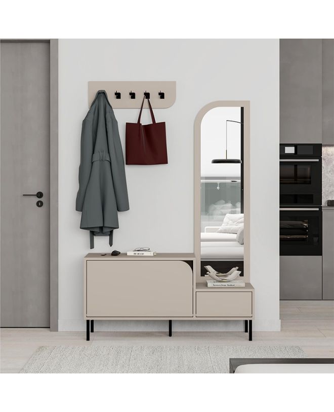 Έπιπλο εισόδου Mila Megapap με κρεμάστρα χρώμα sandstone120x37x171,6εκ.