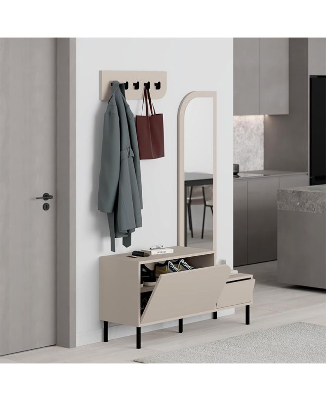 Έπιπλο εισόδου Mila Megapap με κρεμάστρα χρώμα sandstone120x37x171,6εκ.