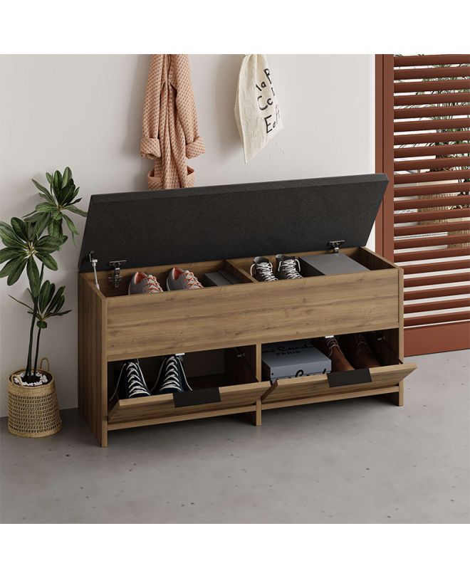 Παπουτσοθήκη Cove Megapap χρώμα ανοιχτό καρυδί 106x34x51,5εκ.