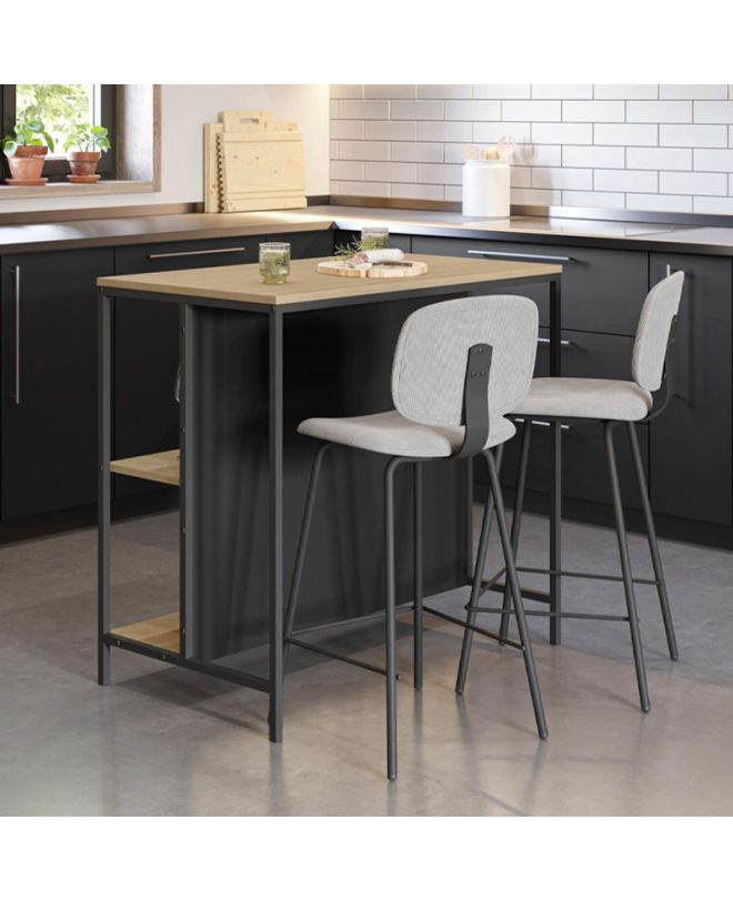 Τραπέζι μπαρ Detroit Megapap χρώμα sapphire oak - silky black 100x60x95εκ.