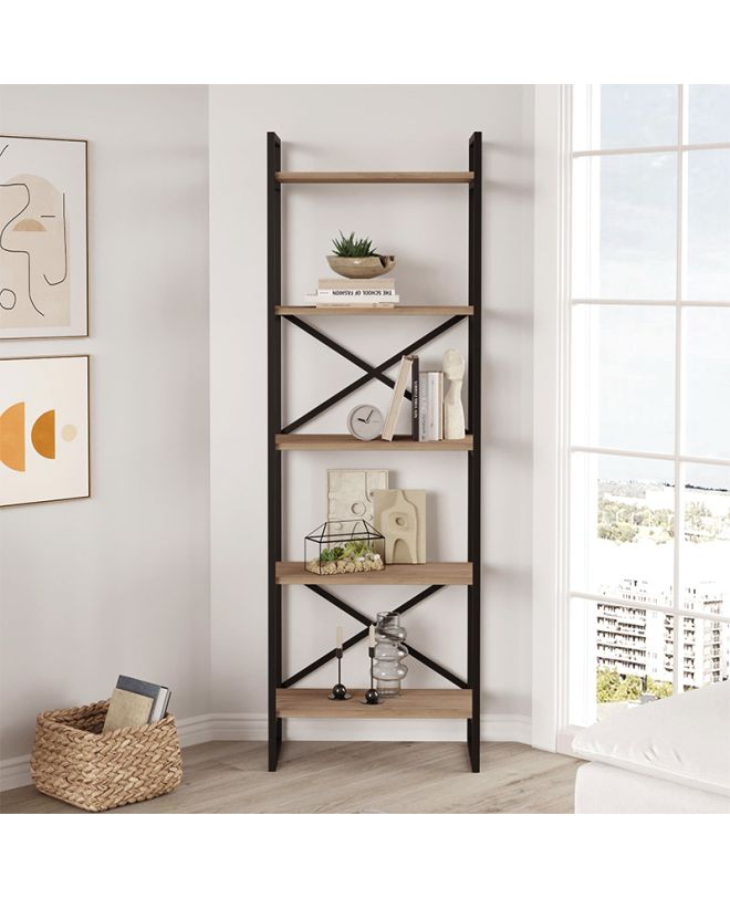 Βιβλιοθήκη Dusan Megapap χρώμα sepet oak 58x30x175εκ.