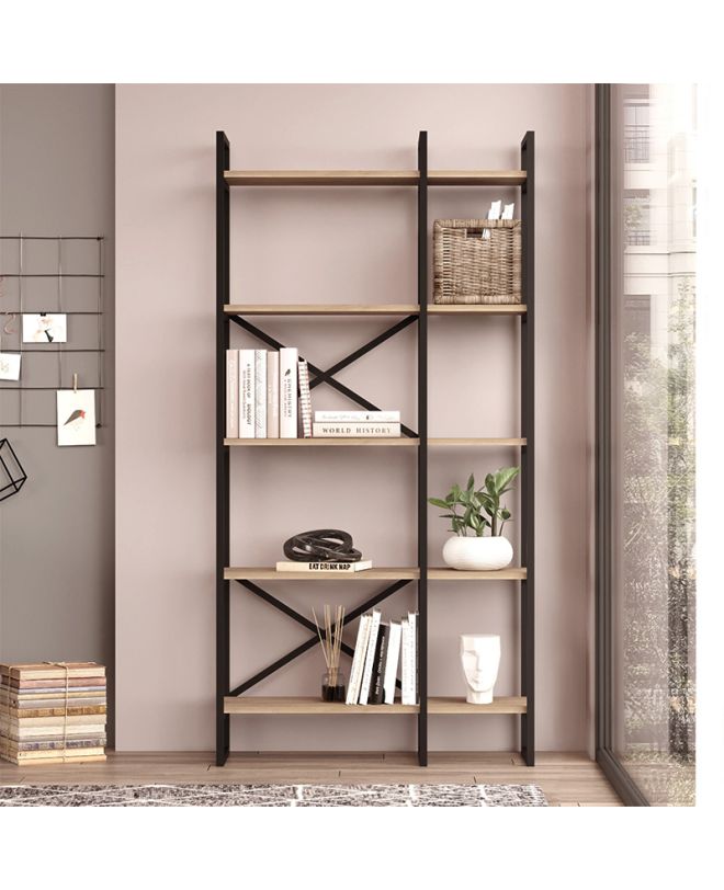 Βιβλιοθήκη Dusan Megapap χρώμα sepet oak 87,5x30x175εκ.