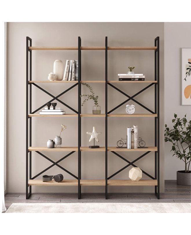Βιβλιοθήκη Dusan Megapap χρώμα sepet oak 143,5x30x175εκ.