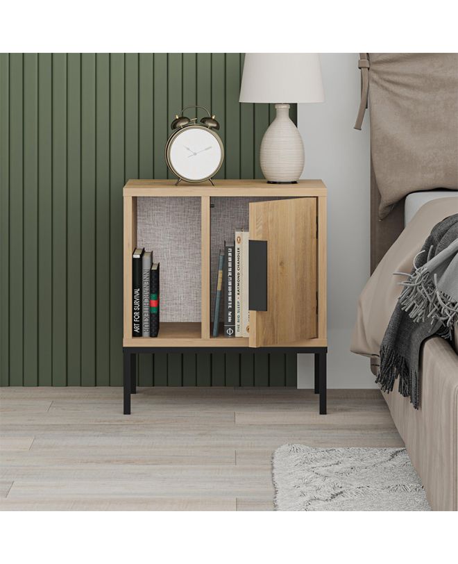 Κομοδίνο Glynn Megapap χρώμα saphhire oak 45x35x50εκ.