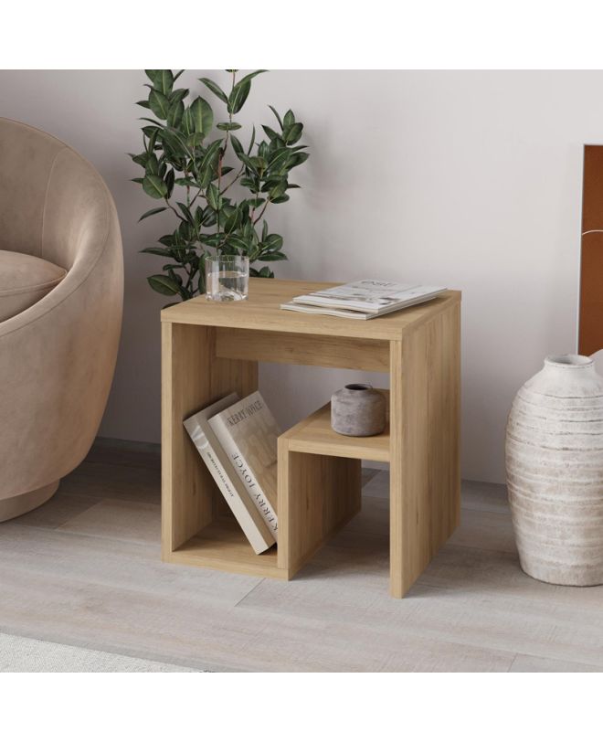 Τραπεζάκι βοηθητικό - Κομοδίνο Bon Megapap χρώμα sapphire oak 40x35x40εκ.