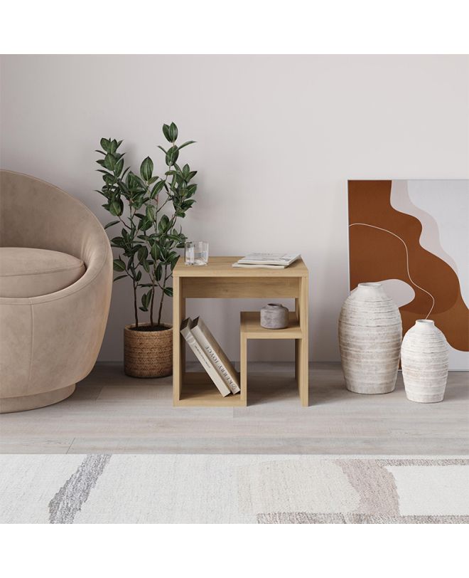 Τραπεζάκι βοηθητικό - Κομοδίνο Bon Megapap χρώμα sapphire oak 40x35x40εκ.