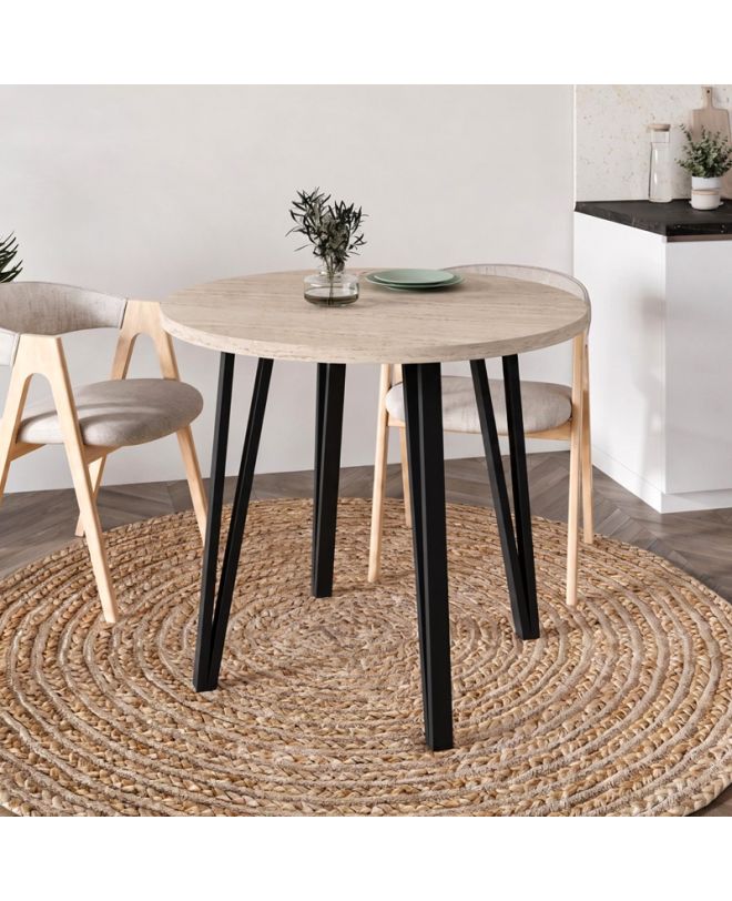 Τραπέζι Xana Megapap χρώμα travertine Ø90x77,5εκ.