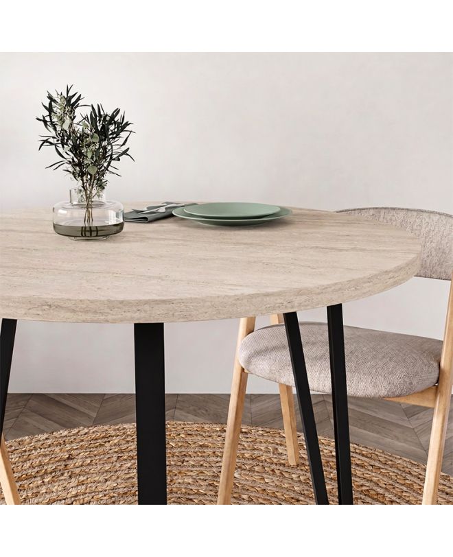 Τραπέζι Xana Megapap χρώμα travertine Ø90x77,5εκ.