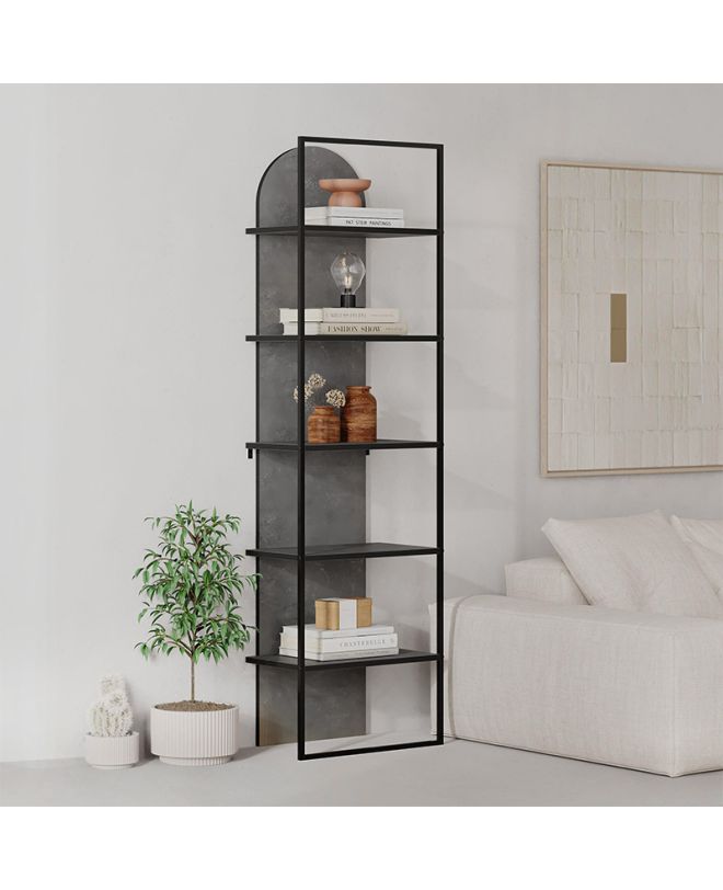 Βιβλιοθήκη Archy Megapap χρώμα γκρι ρετρό 53x31,7x180εκ.