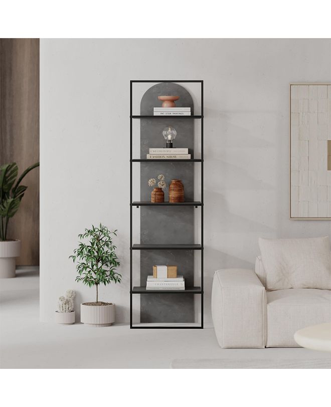 Βιβλιοθήκη Archy Megapap χρώμα γκρι ρετρό 53x31,7x180εκ.